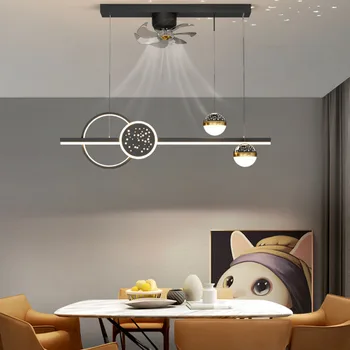 Oturma odası dekorasyon led tavan vantilatörleri ışıkları ile uzaktan kumanda yemek odası Kolye lamba ışıklı tavan fanı iç mekan aydınlatması