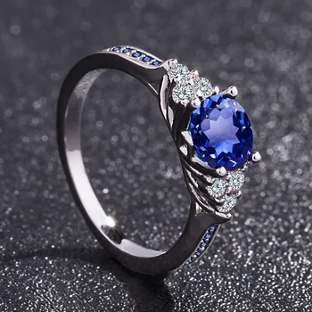 Sıcak Satış Trendy Bayanlar Shining Mavi Zirkon Parmak Yüzük Anel Düğün Nişan Yüzüğü İçin Kadın/ erkek Tarzı Bague Femme Size6-10 1