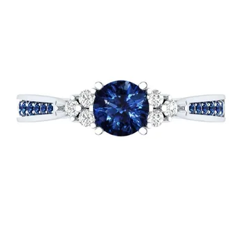 Sıcak Satış Trendy Bayanlar Shining Mavi Zirkon Parmak Yüzük Anel Düğün Nişan Yüzüğü İçin Kadın/ erkek Tarzı Bague Femme Size6-10 3