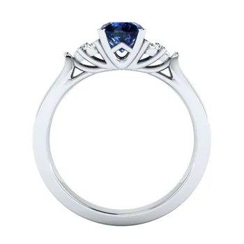 Sıcak Satış Trendy Bayanlar Shining Mavi Zirkon Parmak Yüzük Anel Düğün Nişan Yüzüğü İçin Kadın/ erkek Tarzı Bague Femme Size6-10 4