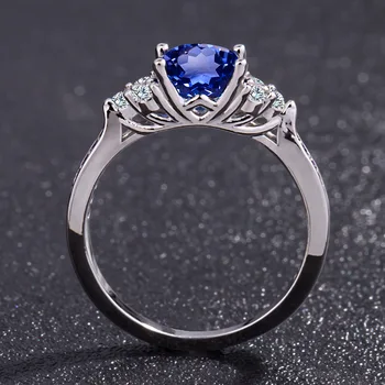 Sıcak Satış Trendy Bayanlar Shining Mavi Zirkon Parmak Yüzük Anel Düğün Nişan Yüzüğü İçin Kadın/ erkek Tarzı Bague Femme Size6-10 5