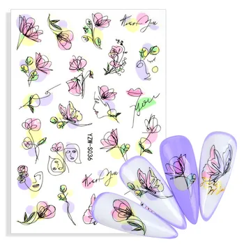 1 Sayfalık Pembe Çiçek Yapışkanlı Çıkartmalar Tırnak Kiraz Çiçeği Bahar Sticker Nail Art DIY Çıkartması Manikür Süslemeleri