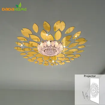 Yuvarlak Yaprakları Tavan Dekor Kristal DIY Ayna Etkisi 3D Duvar çıkartmaları Akrilik Aynalı Dekoratif Sticker Duvar Dekorasyon 1