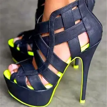 Kadın marka tasarım Büyük boy 47 en kaliteli platform yüksek topuk ayakkabı kadın parti seksi yaz gladyatör sandalet kadın ayakkabı 2020 1