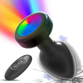 LED renkli ışık Butt Plug Kadın Erkek Anal Plug Vibratör prostat masaj aleti Yetişkin Seks Oyuncakları Kablosuz Uzaktan Kumanda Buttplug 1