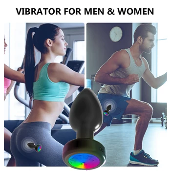 LED renkli ışık Butt Plug Kadın Erkek Anal Plug Vibratör prostat masaj aleti Yetişkin Seks Oyuncakları Kablosuz Uzaktan Kumanda Buttplug 5