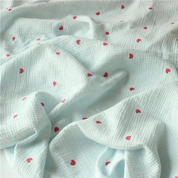 Yumuşak Kalp Baskı Pamuk Dikiş Kumaş Krep Çift Katmanlı Gazlı Bez sevgililer Günü Dıy Havlu Malzeme 100 * 135 cm patchwork