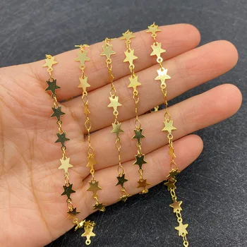 Altın El Yapımı Zincir Bakır Zincir Yıldız Şekli DIY Takı Yapımı için Kullanılan Kolye Bilezik moda takı Aksesuarları 1 Metre
