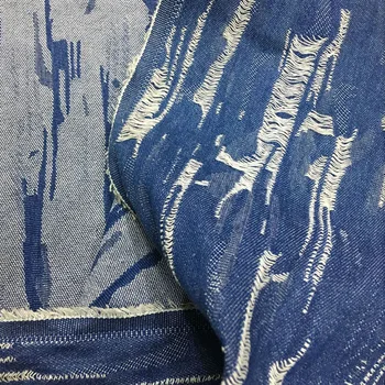 Elastik Jakarlı Kot Kumaş Kırık Delikli Yumuşak İlkbahar Yaz Moda Denim Tekstil DIY El Sanatları İçin Ceket Pantolon 100X153cm