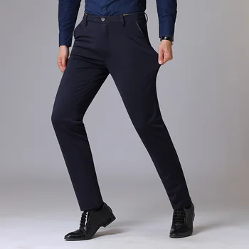 Yeni Varış Erkek Giyim erkek Streç Rahat pantolon İş Moda Düz Renk pamuklu pantolon Erkek Marka Pantolon