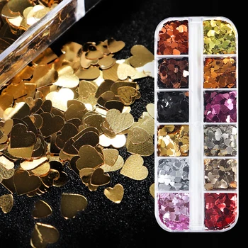 Metalik Glitter Epoksi Reçine Dolgu UV silikon kalıp Aşk Kalpler Şekli Pullu Balçık Reçine Shaker Dolgu DIY Anahtarlık Dekor 0