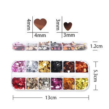 Metalik Glitter Epoksi Reçine Dolgu UV silikon kalıp Aşk Kalpler Şekli Pullu Balçık Reçine Shaker Dolgu DIY Anahtarlık Dekor 3