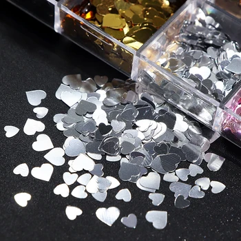 Metalik Glitter Epoksi Reçine Dolgu UV silikon kalıp Aşk Kalpler Şekli Pullu Balçık Reçine Shaker Dolgu DIY Anahtarlık Dekor 4