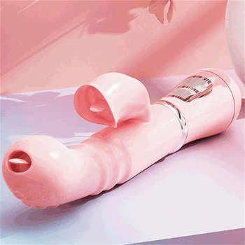 Çift dil Cunnilingus vibratörler kadınlar için teleskopik dönen yapay penis ısı vajina klitoris teşvik yetişkin seks oyuncakları kadınlar için 5