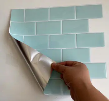 10 adet-metro fayansları Kabuğu Ve Sopa Backsplash Çıkarılabilir Kendinden Yapışkanlı Duvar Sticker Vinil Banyo Mutfak Ev Dekor DIY