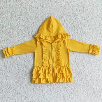 GT0018 kız sarı pamuk buzlanma fırfır ceket moda hoodie fermuarlı 0