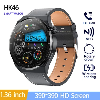 HK46 akıllı saat Erkekler Kadınlar İçin İzle Bluetooth Çağrı Smartwatch Spor Saatler Spor Bilezik NFC Kol Saati Elektronik Saat 1