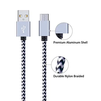 1m / 2m / 3m Naylon USB C Tipi Kablolar Data Sync USB Şarj Xiaomi redmi İçin not 8/9 pro Cep Telefonu Aksesuarları USB-C C Tipi Kablo
