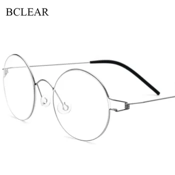 BCELAR Ultralight Optik Reçete Gözlük Yuvarlak Çerçeve erkek Miyopi Gözlük Titanyum Jant Gözlük Kadınlar Kore 3