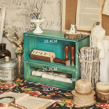 Vintage Ahşap Masaüstü saklama kutusu Eski Ahşap Dolap Takı Kozmetik Çekmece Ev Dekor Oyuncak Figürü Ekran Standı Dekorasyon