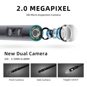 WDLUCKY Endoskop Kamera 4.3 inç endüstriyel el borescope 3.9 5.5 MM HD 1080 P çift lens muayene yılan Araba aracı kamera 2