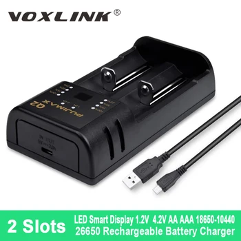 VOXLINK 2 yuvaları Li-ion/Lityum pil şarj cihazı ile LED Akıllı Gösterge USB kablosu İçin 18650 14400 26650 1.2 V AA / AAA NiMH Şarj 5