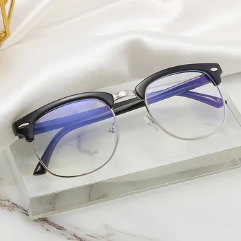 Klasik Yarı Çerçevesiz Anti mavi ışık gözlük Erkekler Kare Işın Filtre gözlük çerçeveleri Bilgisayar kadın oyun gözlükleri