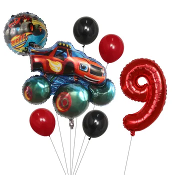 7 Adet Blaze Araba Numarası Balonlar Set Karikatür Araç Hava Globos Ev Doğum Günü Partisi Süslemeleri Bebek Duş Malzemeleri Çocuk Oyuncak Hediye