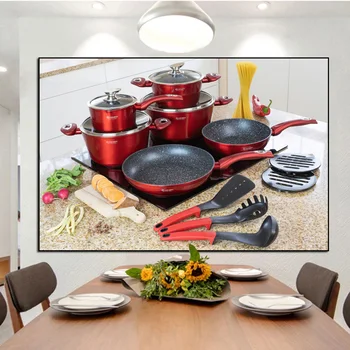 HD Modern Mutfak Eşyaları Tencere ve Tavalar Tuval Boyama Duvar Sanatı Resimleri Oturma Odası Ev Dekorasyon Için Cuadros