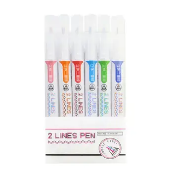 6 adet Üç Boyutlu Çift Hat kalem mürekkebi Pigment Liner Sanat Belirteçleri Vurgulayıcı Kalem Hızlı Kuruyan Solmaya Dayanıklı