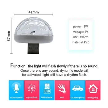2022 yeni renkli USB LED araba iç aydınlatma atmosfer ışığı neon renkli ışık ses kontrolü mini festivali sahne ışığı