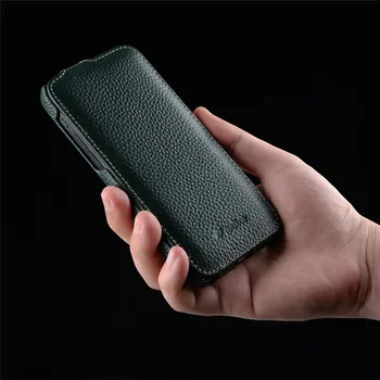 Melkco Hakiki Deri Flip Case iPhone 12 Pro Max 12Pro 12 Mini İş Dikey Açık Gerçek İnek Derisi Telefonu Çanta Kılıfları kapak 0
