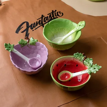 Avrupa Seramik Karikatür Meyve Tasarım salata kasesi Sevimli Çilek Kahvaltı Tatlı Anlık erişte kasesi Mutfak Sofra 350 ML 1