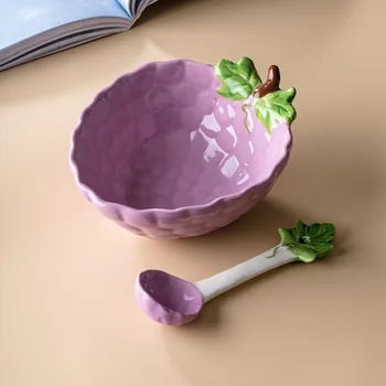 Avrupa Seramik Karikatür Meyve Tasarım salata kasesi Sevimli Çilek Kahvaltı Tatlı Anlık erişte kasesi Mutfak Sofra 350 ML 4