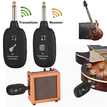 Gitar Kablosuz Sistemi Verici Alıcı Dahili Şarj Edilebilir Kablosuz Gitar Verici Gitar Verici Aksesuarı 3