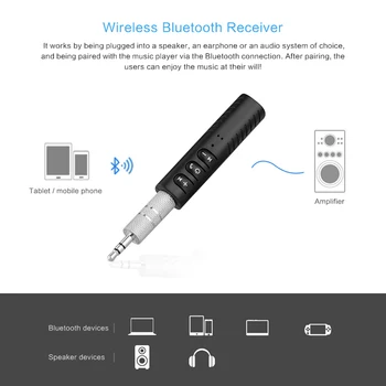 VAORLO Mini kablosuz Bluetooth Araç Handfree 3.5 mm Streaming A2DP Kablosuz Oto AUX Ses Adaptörü İçin Mic İle Araba Stereo MP3