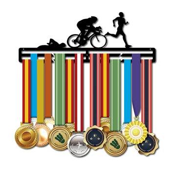 Triatlon madalya askı Spor madalya ekran askı için Triatlon Swimm, Bisiklet, Run Metal madalya tutucu tutun 30 + madalya