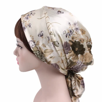 2020 Moda baskı Yay İç Hjiabs yumuşak saten çiçekler islami türban kadınlar için headdress başörtüsü hazır giyim başörtüsü kaput