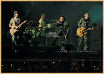 U2 kraft kağıt Afiş Vintage Retro rock grubu müzik Gitar Mat Antika Duvar Sticker hediye