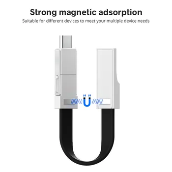 3 in 1 USB Kablosu Mikro USB C Tipi Aydınlatma Kablosu Samsung Xiaomi Huawei İçin 2A Mini Anahtarlık Şarj Şarj Kabloları 3