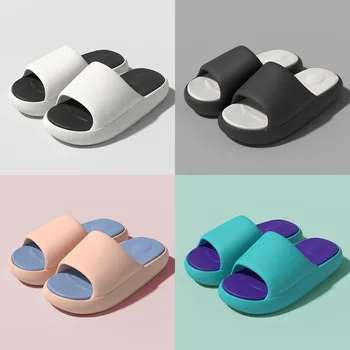 2022 Yaz Bulut Yastık Slaytlar Sandalet Ev Kadın Platformu Spa Duş Ayakkabı Erkekler Yumuşak Renkli Taban Kapalı Ev Sevimli Terlik 4