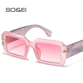 SO & EI Moda Kare Kadınlar Lüks Güneş Gözlüğü Retro Marka Tasarımcısı Erkekler Renkli Trend Çift Renk Gözlükleri Shades UV400