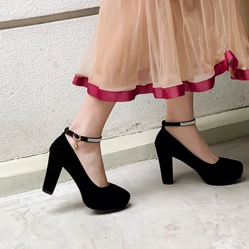 Yeni Kadın Bling Yüksek Topuklu Kadın kadife ayakkabı Platformu Alt Pompaları Bayanlar Akşam Elbise Düğün parti ayakkabıları Büyük Boy 43 44 2