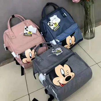 Disney Mickey mouse sırt çantası çok fonksiyonlu büyük kapasiteli sırt çantası bebek bezi çantası su geçirmez erkek kadın omuzdan askili çanta Seyahat çantası