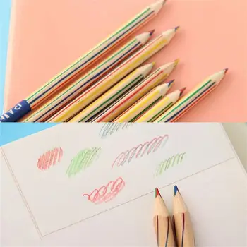 Gökkuşağı Kalemler 10 Adet Ahşap Çok Renkli Kalem 4-İn-1 Renkli Kalem Yetişkinler İçin Renkli Kalemler Sanat Çizim İçin