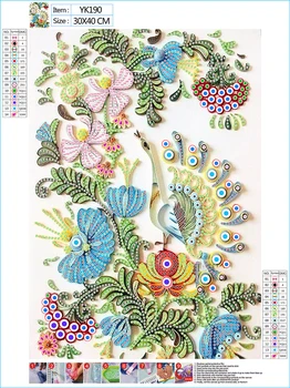 Özel Şekil Rhinestone Elmas Boyama Tavuskuşu Çiçek DIY 5D Kısmi Elmas Kristal Elmas Boyama Ev Dekorasyon Seti 1