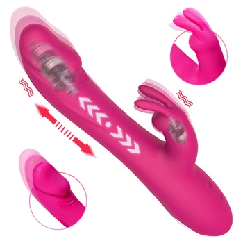 Tavşan Vibratör Teleskopik Yapay Penis Vibratörler Kadın Mastürbasyon Kadınlar İçin g-spot Klitoris Stimülatörü Vajinal Masaj Erotik Oyuncaklar