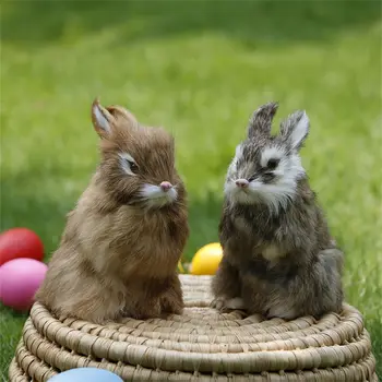 Mini çocuk Doğum Günü Hediyeleri Gerçekçi Hayvan Aile Dekorasyon Tavşan Modeli Paskalya Tavşanları Simülasyon peluş oyuncaklar