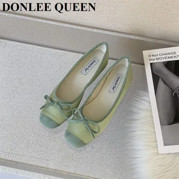 Zarif Kadın Flats bale ayakkabıları Moda Yay Düğüm Sığ Balerin Yumuşak Moccasins Kadın Sürüş Loafer'lar 2022 Zapatillas Mujer