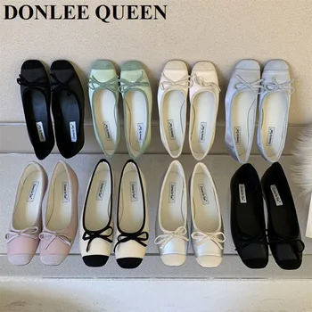 Zarif Kadın Flats bale ayakkabıları Moda Yay Düğüm Sığ Balerin Yumuşak Moccasins Kadın Sürüş Loafer'lar 2022 Zapatillas Mujer 4